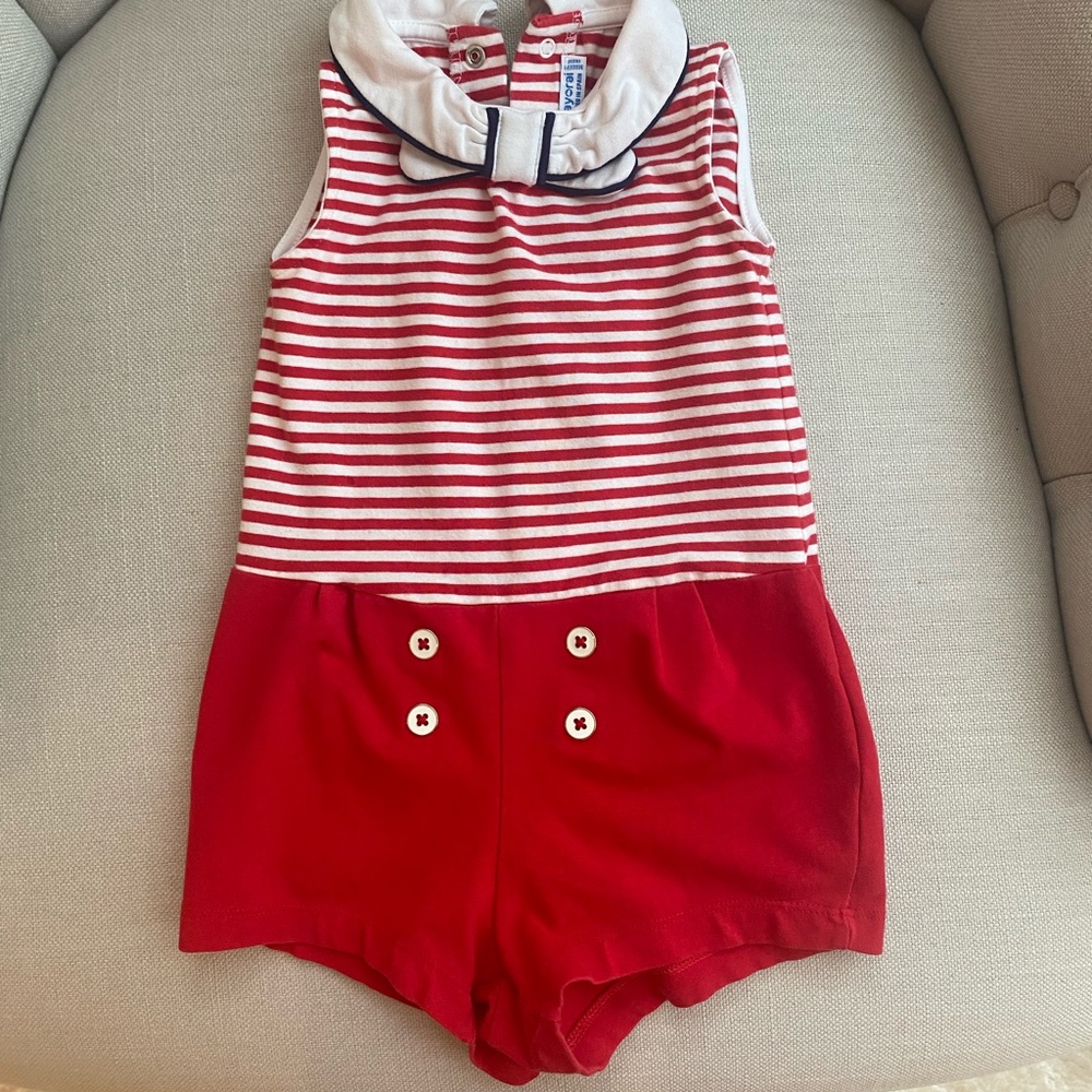 Adorable baby girls’ sailor romper